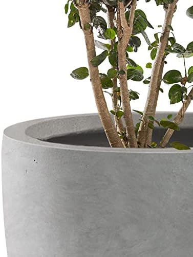 Kante Set of 3 Pale Gray Concrete Bowl Planters 18" 14" 10" Dia - Image 3