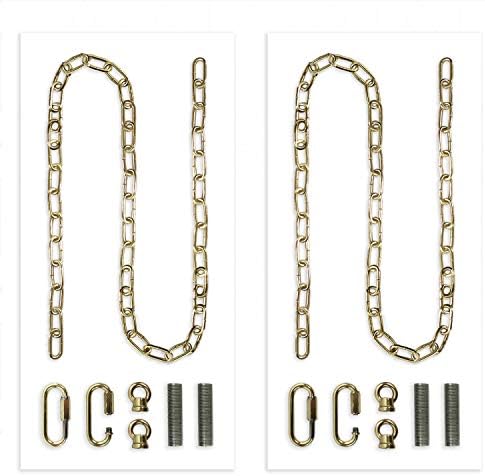 Royal Designs, Inc. LC-2001-PB-6-2 Heavy Duty Lighting Fixture Chain, Extendable up to 6ft, 60-Pound Weight Capacity, Polished Brass, Set of 2 by RoyalDesignsInc