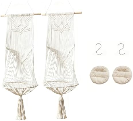 2 Pack Rope Macrame Plant Hanger Indoor Hanging Planter Basket with Hook, Pot Not Include, Cat Hammock Handwoven Tassel Swing Bed for Room Decor(D,2pack) by Unknown