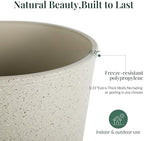 KOL Planters Flower Pots, Plastic Urn Planters for Indoor Outdoor Plants, Beige Pedestal Planter Pots 2 Pack, 15 Inch Tall Decorative Planters with Drainage Holes & Plugs for Front Porch Patio Garden - Image 5