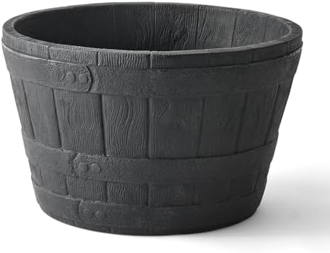 ARBORA 16" Whiskey Barrel Planter - Polyresin Large Outdoor Plant Pot by ARBORA