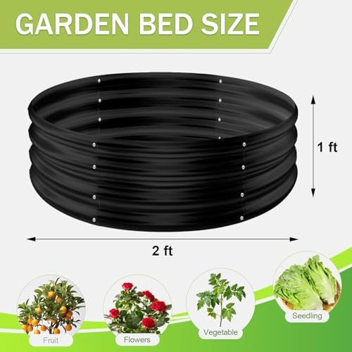 AHEONLAR 3 Pack 2x2x1 ft Round Galvanized Raised Garden Bed Kit Round Metal Flower Box Large Planter Raised Beds Outdoor Garden for Planting,Fruit,Herb Black - Image 2