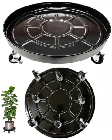 20" Metal Rolling Plant Caddy with Wheels, Outdoor, 1-Pack Black by TADPOLEBABY