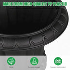 Large Outdoor Urn Planters 19.7" Tall, Classic Plastic Tall Planter with Vintage 3D Texture, Pedestal Flower Pots for Front Porch, Garden, Entryway, Indoor & Outdoor Use Black 4 - Image 4