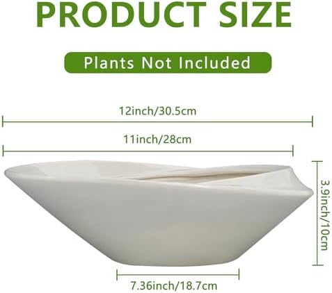 Bonsai Planter Pot - 12 Inch Ceramic Plant Pot for Indoor Plants Outdoor Decorative Flower Pot Succulent Planter with Drainage Hole Gray - Image 3