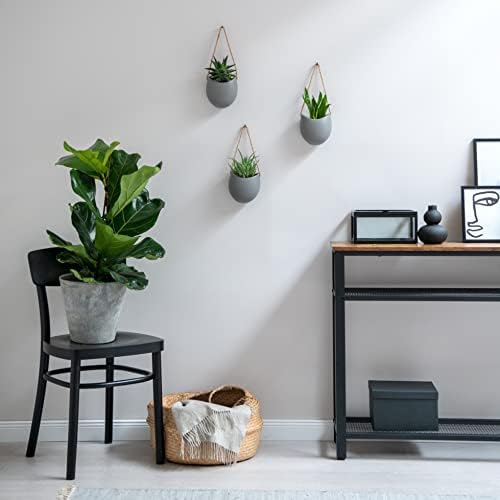 Kazai. Wall Planters -Ellie- | Hanging Ceramic Plant Pots 3 Pieces | Wall Decoration for Indoors, Balcony and Garden | Gray (Matte) - Image 4