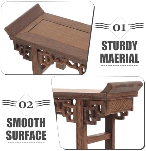 POPETPOP Wooden Display Stand Vase Base Rectangular Flowerpot Stand for Buddha Statue Home Decor Accent 9.05 X 4.84 X 3.54 in Wooden Pedestal for Shelf Table Office - Image 5