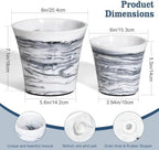8 Inch Marble Resin Plant Pot with Drainage Hole cone Decor Flower Planter - Image 2