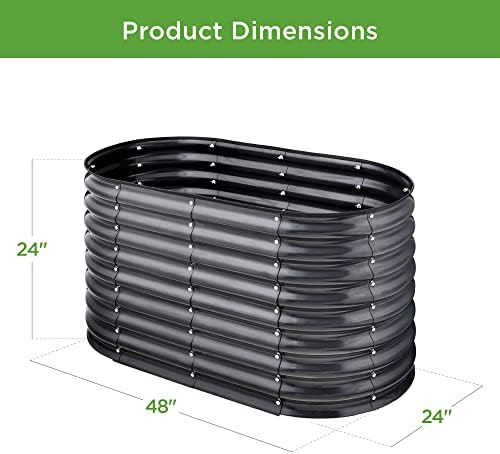 Best Choice Products 4x2x2ft Outdoor Metal Raised Garden Bed, Oval Deep Root Planter Box for Vegetables, Flowers, Herbs, and Succulents w/ 101 Gallon Capacity, Rubber Edge Guard - Charcoal - Image 7