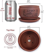 Dahlia 4.8" Beautiful Scenery Zisha Bonsai Planter/Succulent Pot/Flower Pot w. Saucer, Brown - Image 4