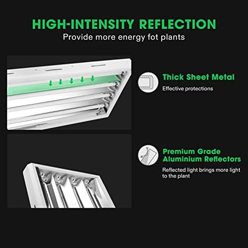 VIVOSUN T5 Grow Lights, 5000 Lumens per 4ft., 216W (4 X 54W), 6500K HO Fluorescent Tubes, with High-Output T5 Light Fixture Bulbs for Indoor Plants, 8ft Power Cord, 2 Hanging Cables, 2 On/Off Control - Image 2