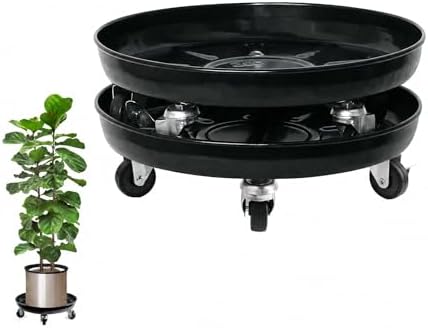 Choclaif Plant Caddy with Wheels,2 Pack Black Heavy Duty Plant Stand with Universal Wheels,Round Pot Trolley for Indoor (12) by Goodhelperforhome