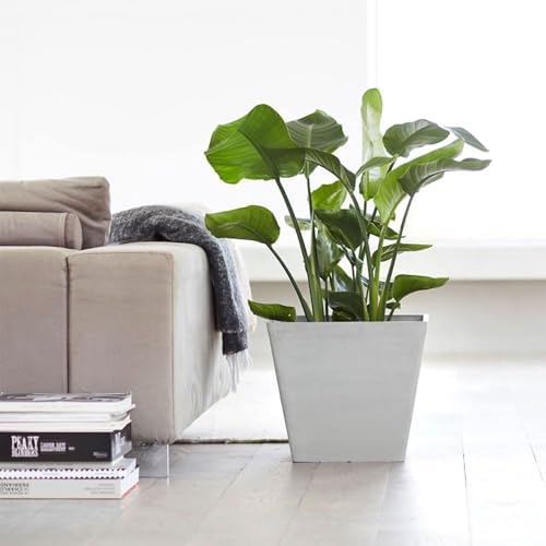 Ecopots Rotterdam Square Flower Planter, White Grey, 15.75" - Image 2