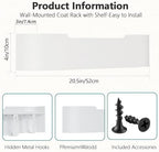 Coat Rack Wall Mount with Hidden Hooks Modern Key Holder Wood Entryway Hook with Shelf for Bedroom Kitchen Hallway Bathroom Designed for Hanging Coats Hats Bags Towels Dog Leashe(White,5 Hooks) - Image 3