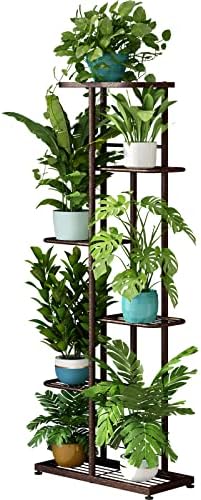 LINZINAR 6 Tier Plant Stand Indoor Outdoor Metal Flower Pot Display Shelf by LINZINAR