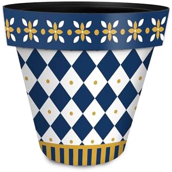 Briarwood Lane Everyday Planter 14" x 15" x 15" Blue and Gold Large Planter by BriarwoodLane