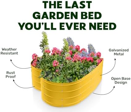 Plant & Plot Galvanized Raised Garden Beds Outdoor // Planter Raised Beds for Gardening, Vegetables, Flowers // Large Metal Garden Box (Yellow) // Tool-Free Assembly - Image 5