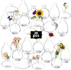 Mini Bud Vases As Wedding Centerpieces for Tables,Clear Bud Vases for Flowers,Small Flower Vases Suitable for Birthday Party,Anniversary,Wedding Reception,Baby Shower (Clear, 28PCS) by Unknown