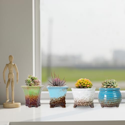 ARTKETTY Succulent Pots, Small Plant Pot with Drainage, Ceramic Planters - Image 4