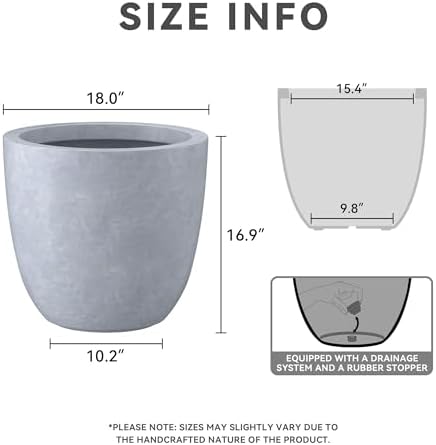 Kante Blue Gray Concrete Planter 18" Dia All-Weather Round Large Pot - Image 4