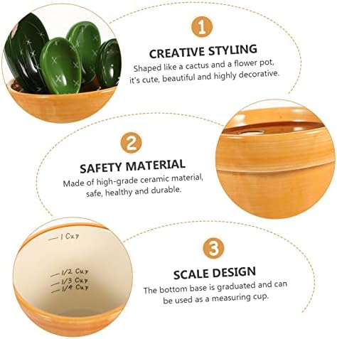 Ceramic Cactus Figurine with Holder Measuring Spoons - Image 7