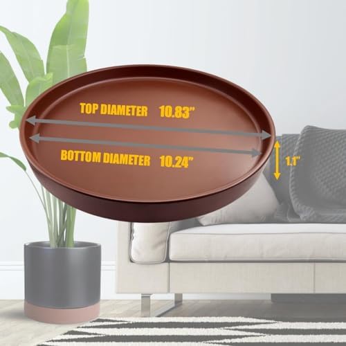 Yukfona Ceramic Plant Saucer Tray 1 Pcs 10 Inch Brown, 10.83" OD x10.24 ID x1.1 Deep| Fits Flower pots Bottom≤ 10.24", Heavy Duty Glazed Round Planter Drip with Catch Basin for Indoor Outdoor Plants - Image 2