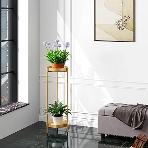 30" Plant Stand, 2 Tier Metal Flower Plants Holder with 2 Removable Display - Image 6