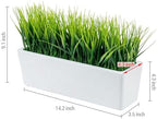 MyGift 14 Inch Artificial Green Grass Plant White Concrete Planter - Image 5