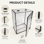 ZMG Glass Terrarium Front Door Top Vents, Rectangular Snail Habitat Planter - Image 4