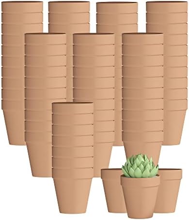 Fcacti 80 Pcs Small Mini Clay Pots 2.1'' Terracotta Pot Clay Ceramic Pottery Planter Cactus Flower Pots Succulent Nursery Pots- Great for Window Boxes, Cactus, Plants, Crafts, Wedding Favors by FcactiTerracottaPots