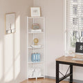 Wisuce Bamboo Tall Corner Shelf Stand, 5-Tier White Corner Bookshelf by Wisuce