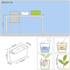 Lechuza Delta 20 Cream White High Gloss, Self-Watering Planter Indoor, H7.1 L15.7 W5.9 in - Image 4