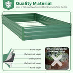 ONCEMORE Galvanized Raised Garden Bed for Vegetables Flowers Herbs, Metal Raised Garden Bed Kit with 2 PCS Tomato Cage, Gloves, Trellis Netting, Plant Labels, Plant Ties, Green 8×4×1FT - Image 3