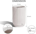 20" Tall Indoor Outdoor Planter, Modern Fluted Big Round Plant Pot ,White - Image 4