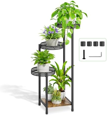 Oppro Plant Stand Indoor Outdoor, 4 Tier Metal Flower Pot Shelf Holder Clearance, Tall Corner Rack for Multiple Plants, Modern Organizer Display for Patio Orchid Office Porch Living Room Garden, Black by Oppro