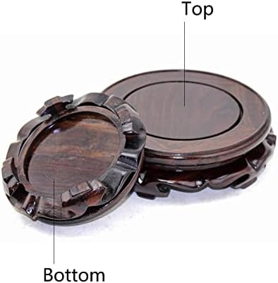 Oriental Furniture Wooden Display Stand Base Lotus Pedestal Vase Base Table Lamp Teapot Base Black Catalpa Furniture Stable Home Decoration Size1 (7.17x1.78in) - Image 3