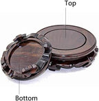 Oriental Furniture Wooden Display Stand Base Lotus Pedestal Vase Base Table Lamp Teapot Base Black Catalpa Furniture Stable Home Decoration Size1 (7.17x1.78in) - Image 3