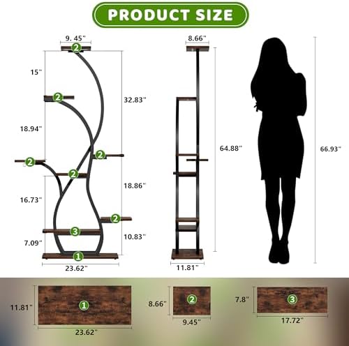 Plant Stand Indoor with Grow Lights - 8 Tiered Corner Plant Shelf Indoor - Image 6