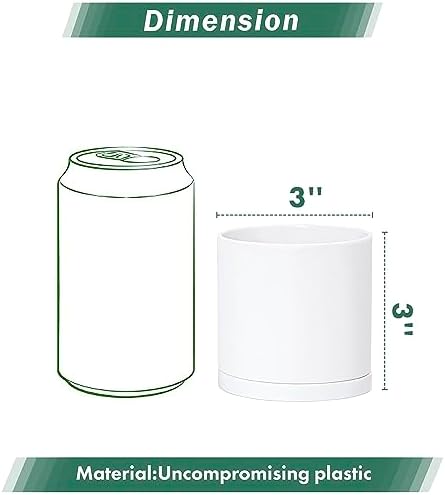 D'vine Dev 12-Pack Mini White Plastic Planters with Saucers, 3 in, 74-Z-C-4 - Image 2