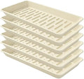 6 Pack Plastic Plant Trays Rectangular 14 Inch, Indoor Outdoor Plant Saucers with Drip Protection, Windowsill Planter Tray, 7 x 14.5 Inches, Beige by Afrine