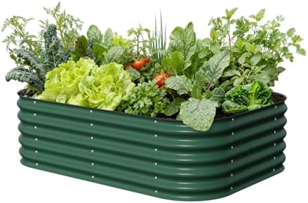 Vego garden Aluzinc Raised Garden Bed Kits, 17" Tall 6 in 1 Modular Metal Raised Planter Bed for Vegetables Flowers Patio Ground Planter Box-British Green by Unknown