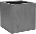 Pottery Pots Elegant Cement Gray Fiberstone Cube Planter Pot - Tree Bush Box Indoor Outdoor 12"x12"x12" - Image 2
