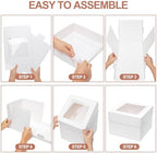 Mefleet 25pcs Tall Cake Boxes 10x10x10 Bakery Box for Tier Cake with Window - Image 6