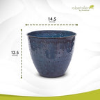 Headwind Ironstone Mandalay - 14" Denim Decorative Planter High-Gloss with Embossed Dotted Pattern & Durable Coated Finish – Lightweight Plant Pot Indoor & Outdoor Flower Pots Use by Robert Allen - Image 2