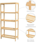 Bamboo Rack, Adjustable Bamboo Shelf, Bathroom Living Room, 5-Tier - Image 5
