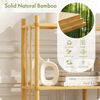 5 Tier Book Shelf, Tall Bamboo Bookcase, Wide Bookshelf with 10 Open Display Shelves Storage Organizer, Adjustable Bookshelves Standing Shelf Units for Bedroom, Living Room, Home Office - Image 3