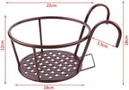 Hanging Railing Planters Baskets Art Hanging Flower Stands Balcony Flower Pot Holders Plant Iron Racks Fence Metal Potted Stand Mounted Balcony Round Plant Basket Shelf Container Box,Garden Steel Pots - Image 2