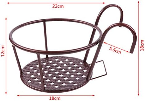 Hanging Railing Planters Baskets Art Hanging Flower Stands Balcony Flower Pot Holders Plant Iron Racks Fence Metal Potted Stand Mounted Balcony Round Plant Basket Shelf Container Box,Garden Steel Pots - Image 2