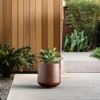 Kante Accent Round Curved Rusty Concrete Planter 13" Dia, Outdoor - Image 5
