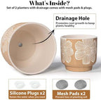 Ceramic Plant Pots, 8+6 Inch, 2 Pcs Indoor Planters with Drainage Holes - Image 4